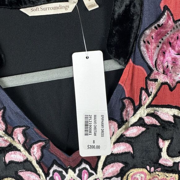 Soft Surroundings Dress Women 8 Red Black Velvet Panel BoHo Maxi Epiphany - Picture 7 of 16